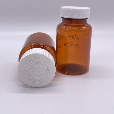 Amber Color 120ml PET Bottle with White Screw Cap/ Child Resistant Cap 2780 pcs