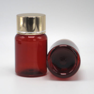 40ml/1.3oz Amber PET Pill Capsule Fish Oil Bottle with Silver Aluminum Screw Cap