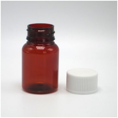 40ml/1.3oz Amber PET Pill Capsule Fish Oil Bottle with Silver Aluminum Screw Cap