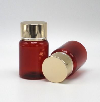 40ml/1.3oz Amber PET Pill Capsule Fish Oil Bottle with Silver Aluminum Screw Cap