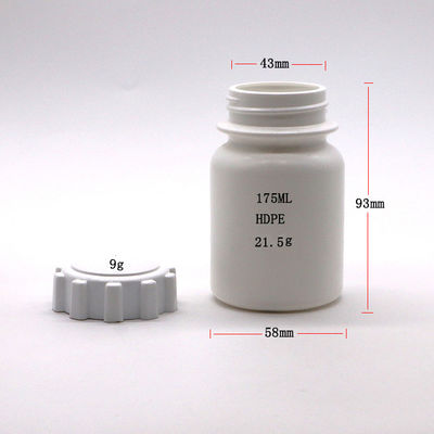 Medicine Solid Tablet Capsule Storage 175mL PE Plastic Bottle with Gear Cover