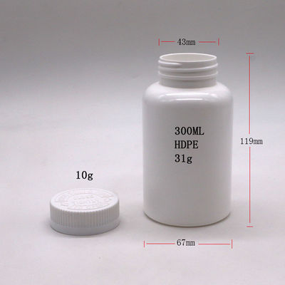 300ml/10 Oz HDPE Round Plastic Capsule Bottle for Pill Capsule Tablet Medicine Supplement