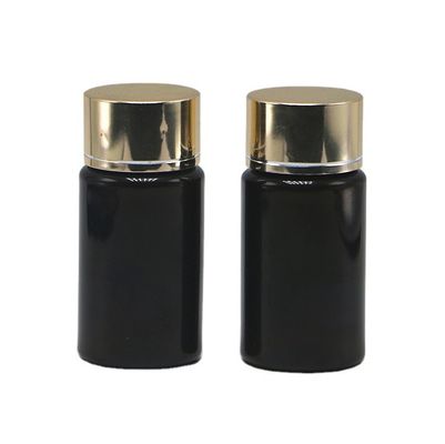 GMP 50ML PET Plastic Medicine Tablet Pill Bottle Container with Gold Silver Coating Cap