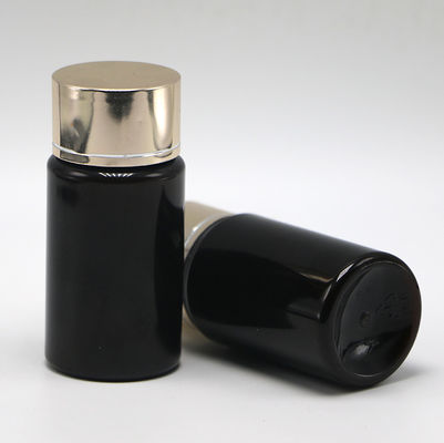 GMP 50ML PET Plastic Medicine Tablet Pill Bottle Container with Gold Silver Coating Cap