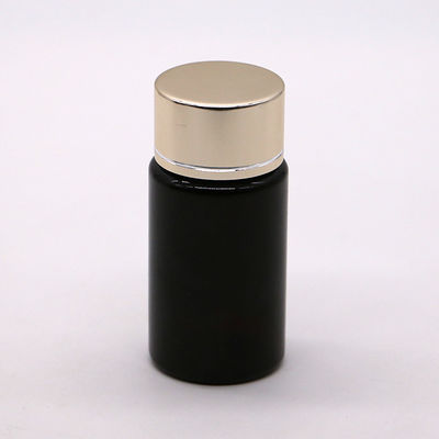 GMP 50ML PET Plastic Medicine Tablet Pill Bottle Container with Gold Silver Coating Cap