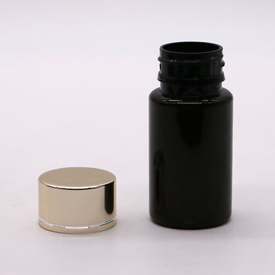 GMP 50ML PET Plastic Medicine Tablet Pill Bottle Container with Gold Silver Coating Cap