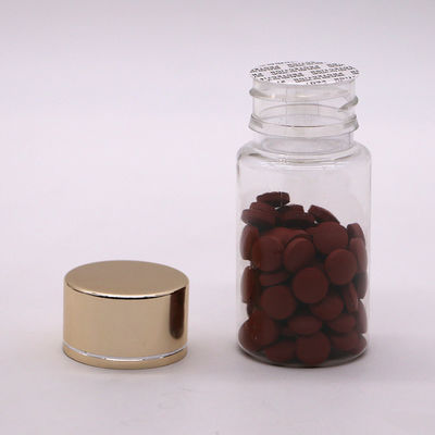GMP 50ML PET Plastic Medicine Tablet Pill Bottle Container with Gold Silver Coating Cap