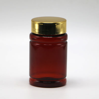 80ml PET Pill Medicine Bottle with Customized Color and Gold Silver Coating Caps