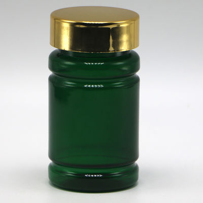 80ml PET Pill Medicine Bottle with Customized Color and Gold Silver Coating Caps
