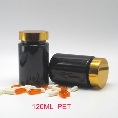 Base Material PET 120ml Black Plastic Bottle for Supplement Pill Capsule Medicine