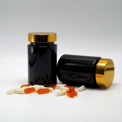 Base Material PET 120ml Black Plastic Bottle for Supplement Pill Capsule Medicine