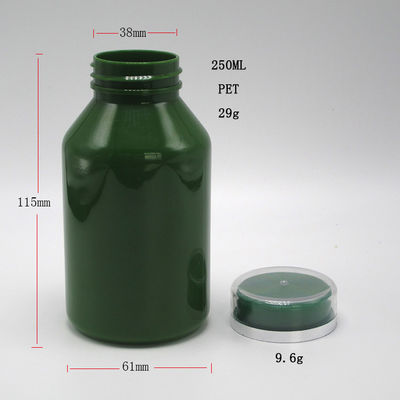 Child Resistant Lids PET Pill Containers 250mL Capacity for Pharmacy Medicine Bottles