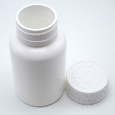 Child Resistant Lids Round PE Plastic Bottle for Solid Tablet Capsule Storage 150mL White