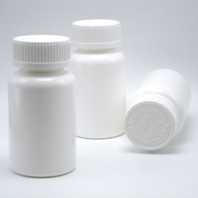 Child Resistant Lids Round PE Plastic Bottle for Solid Tablet Capsule Storage 150mL White