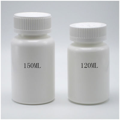 Child Resistant Lids Round PE Plastic Bottle for Solid Tablet Capsule Storage 150mL White