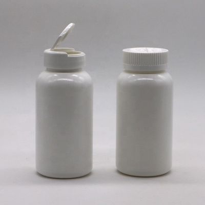 200mL Round Shape HDPE Plastic Pill Storage Bottle with Flip Over Lid and PE Material