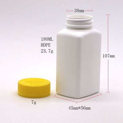 6OZ 180ml HDPE Square Shape Pill Tablet Medicine Bottle for Medicine Dietary Nutrition