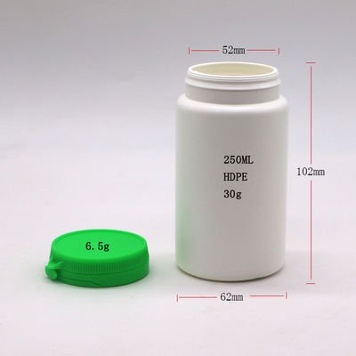 250ml Round HDPE Plastic Bottle for Capsule Supplement Tearing off Cap Included