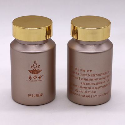 Pill/Capsule/Tablet/Powder PET Frosted Plastic Bottle with Gold/Silver Cap